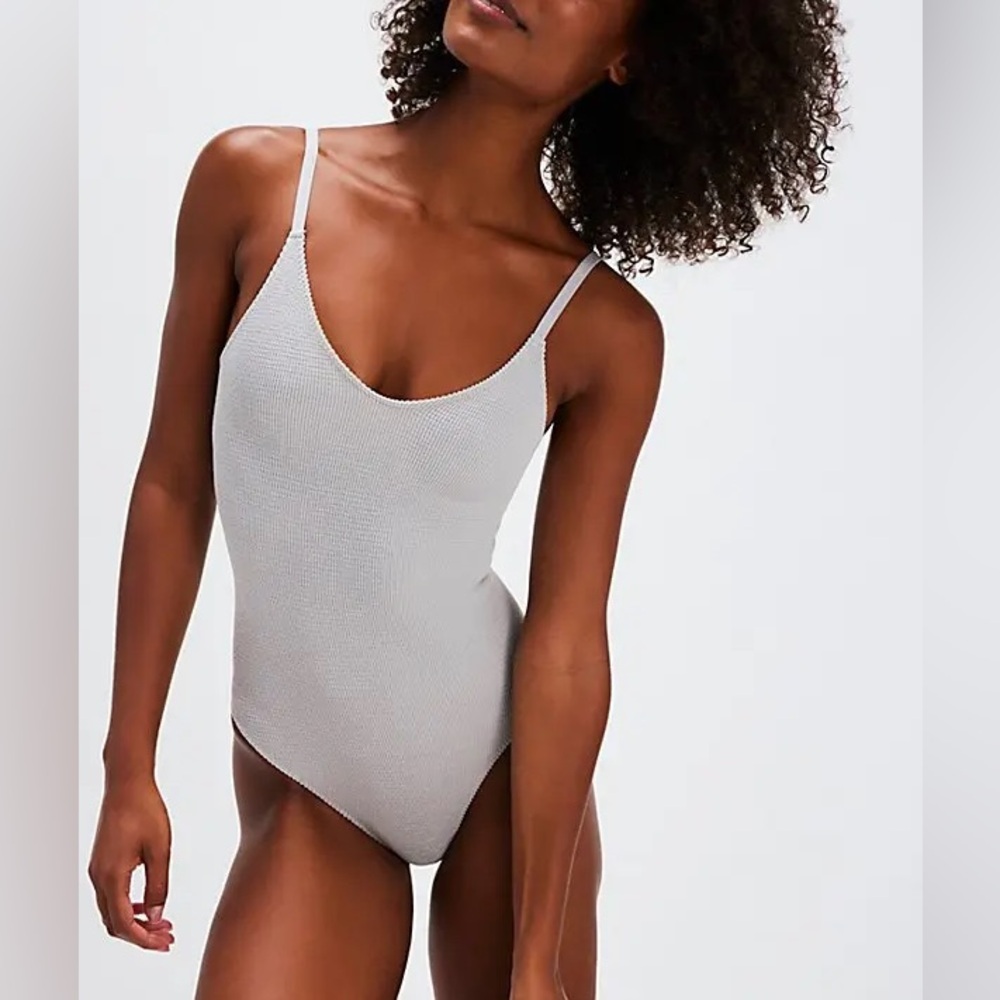 FREE PEOPLE Intimately The Rib - Reach for Bodysuit Moon Rock L-XL NEW W Tags - Picture 2 of 11